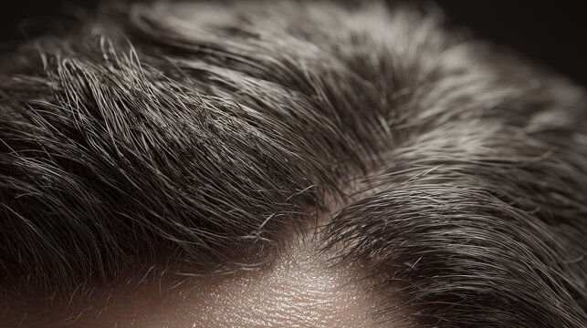 Close up view of human hair parting
