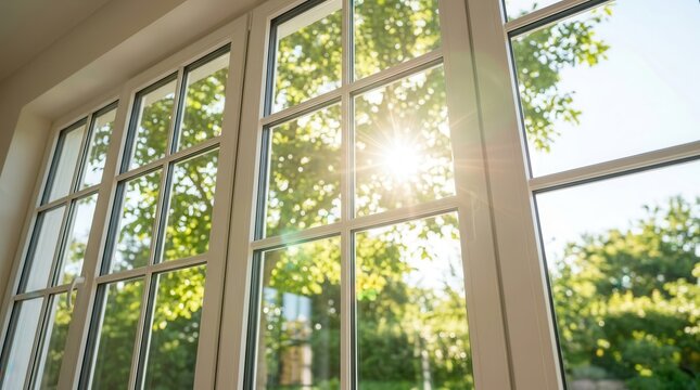 Energy efficient large windows providing abundant natural light and a view of nature.