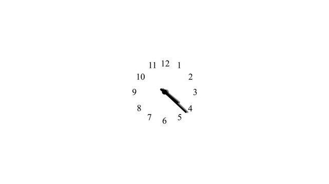 Timelapse of a wall clock black color animation. Wall clock on a White background 4k video.