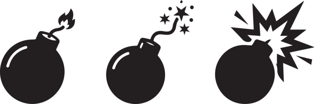 Three black ink blots with creative splatter effects. Abstract Rorschach test shapes for psychological and artistic designs.