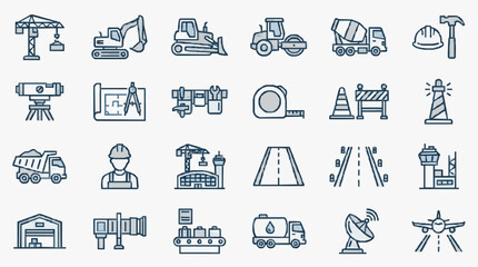 Construction and Engineering Equipment Icons Set © Nayla