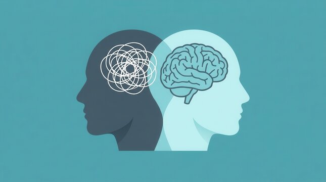A psychological illustration of emotional chaos versus rational thinking in the human mind.