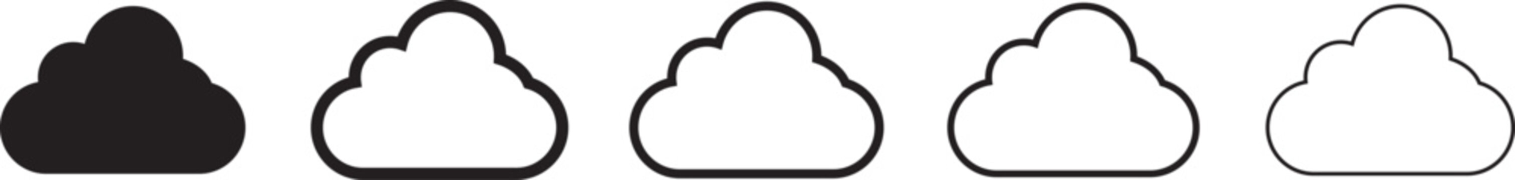 Cloud Icon Set Outline Bold and Solid Weather Symbols illustration design. Secure Cloud Computing Concept Web Template 
