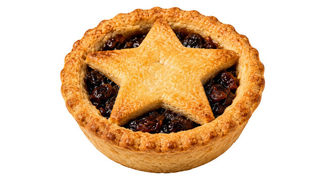 Mince Pie with Star Shaped Crust Isolated