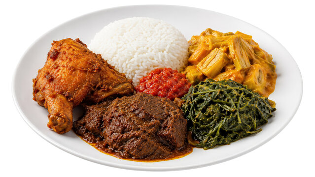 Nasi Padang Indonesian Food Plate Isolated