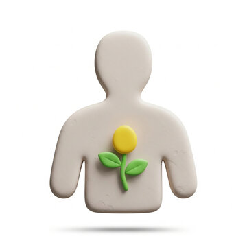 Human shape with a growing flower inside