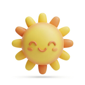 Cute cartoon sun with happy face