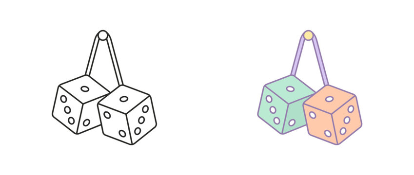 Minimalist Hanging Dice Illustration Set