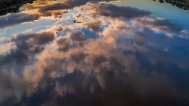 River bend timelapse reflections change with the sky color ripples shift continuously across