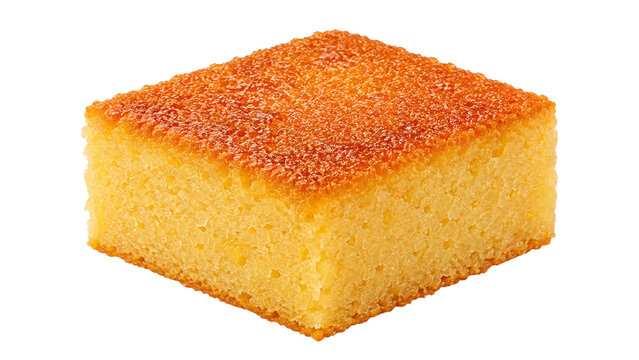 Square Sponge Cake Slice Isolated Food Still Life