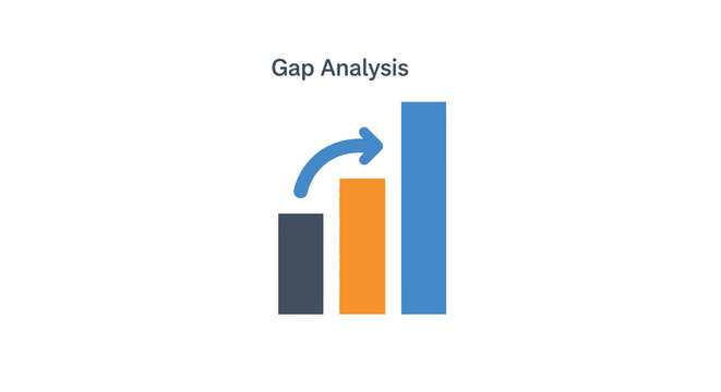 Bar graph with curved arrow flat vector illustration on white background
