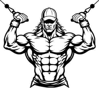 bodybuilder wearing a cap vector