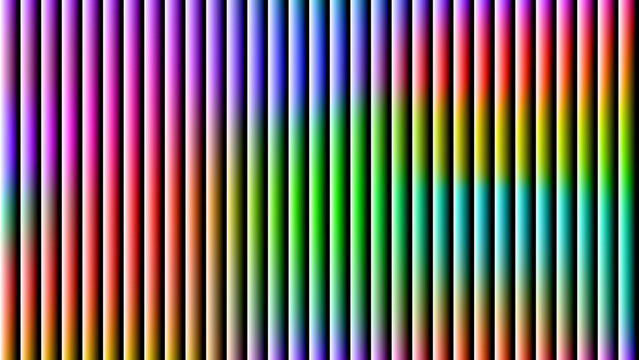 Vertical stripes display a vibrant spectrum of shifting colors across a smooth, textured background.