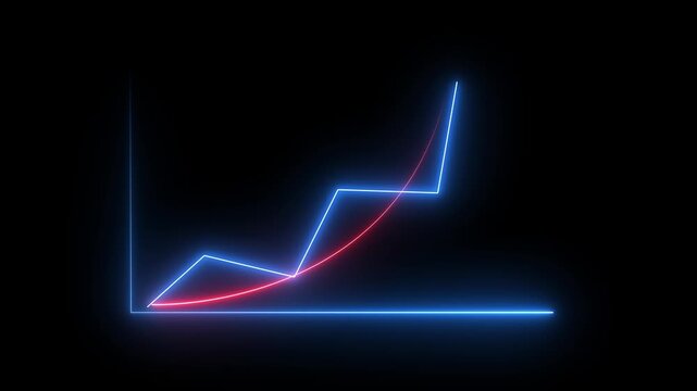 neon arrow up business graph icon animation. business chart growth concept.