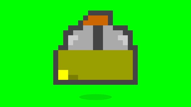 Pixel Art Potion Bottle Icon on Green Screen Background.