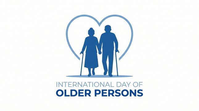 Elderly couple walking inside heart shape