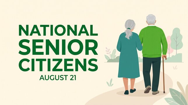Senior couple walking on august 21 national senior citizens day
