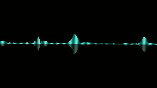 audio waveform spectrum animation. Alpha channel, spectrum audio animation, Wave form Audio Isolated . Audio spectrum wave effect, waveform beats, music app display. 4k