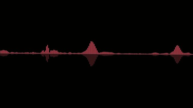 audio waveform spectrum animation. Alpha channel, spectrum audio animation, Wave form Audio Isolated . Audio spectrum wave effect, waveform beats, music app display. 4k
