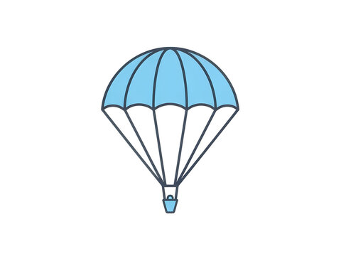 Blue parachute floating in sky