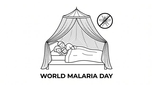 Children sleeping safely under mosquito net for malaria prevention