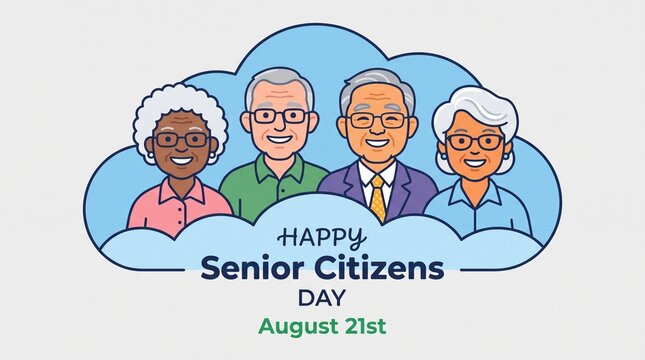 Happy senior citizens celebrating senior citizens day