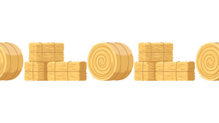 Seamless pattern with hay bales. Farm harvest background with straw rolls and stacks. © @ahmedmaynul