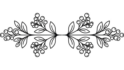 Autumn berry branch divider. Decorative floral border element for seasonal design projects. © Mahraz