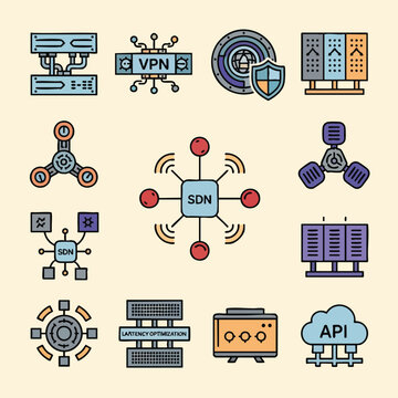 Network Technology Icons for Software Defined Networking