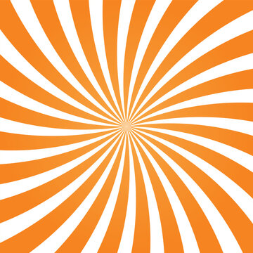 Vintage abstract template with orange sunrays on light background. Sunlight abstract background. Starburst wallpaper.
