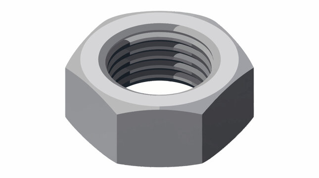 Stainless steel hex nut isolated on white background.