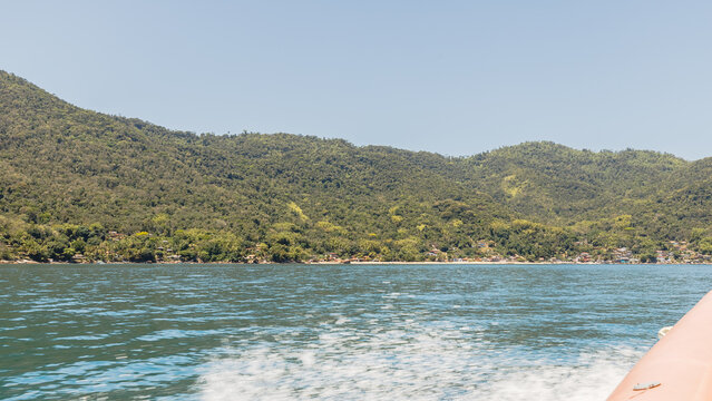 View of the boat trip between Angra dos Reis, Brazil and Aracatiba, Ilha Grande (Big Island), Rio de Janeiro, Brazil