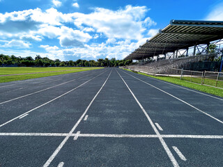 Fototapeta premium Straight Running Lanes on an Empty Outdoor Athletic Track