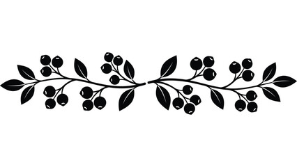 Black berry branch divider. Floral ornament with leaves and berries for autumn design. © Mahraz
