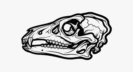 Detailed Dinosaur Fossil Skull Illustration. © Dapet