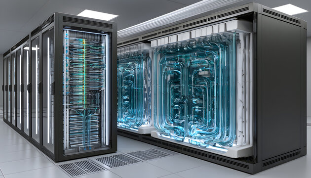 server racks with a liquid cooled supercomputer system with tube