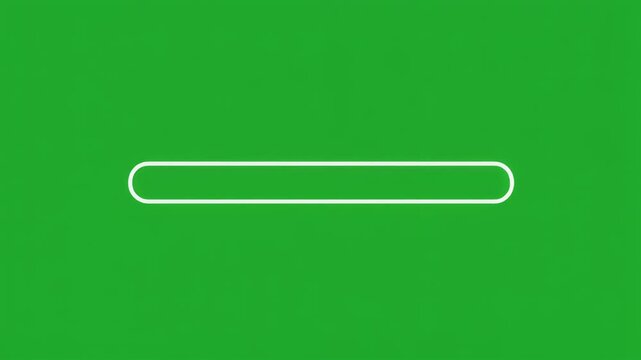 Modern minimalist user interface element featuring a sleek white rounded rectangle outline on a vibrant green background, ideal for loading or progress indication