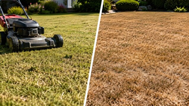 Cutting lawn too short leading to dry grass in yard