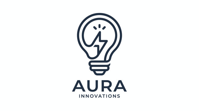 Minimalist light bulb logo design with hand and lightning bolt icon for business