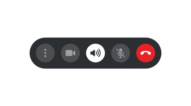 Modern digital vector graphic illustration showing a mobile video call interface with intuitive control buttons