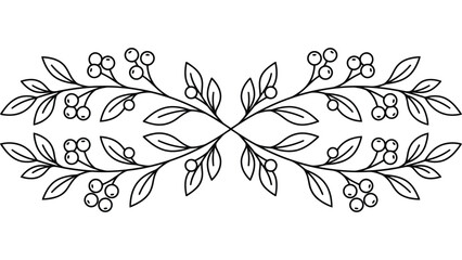 Autumn berry branch border. Decorative floral divider with leaves and seasonal berries. © @ahmedmaynul