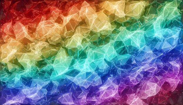 Abstract geometric background with a colorful low poly triangular mesh pattern