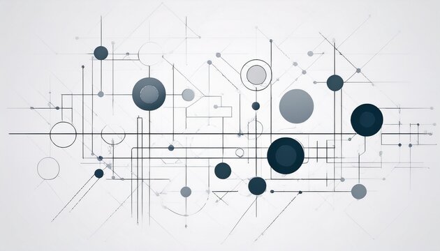 abstract geometric pattern of interconnected circles and squares minimalist design clean white background