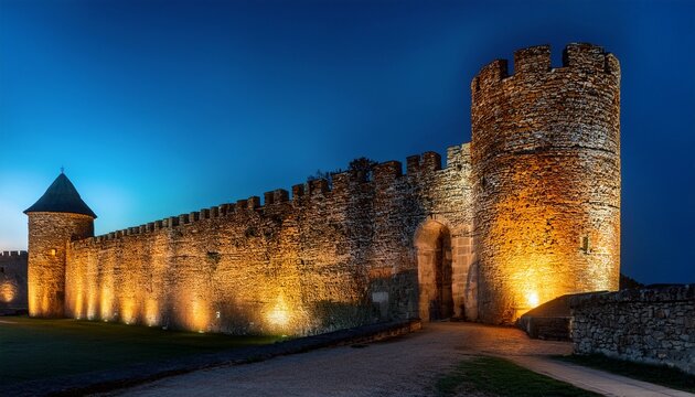 illuminated castle wall background