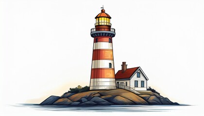 lighthouse isolated on a white background generative ai © Alan