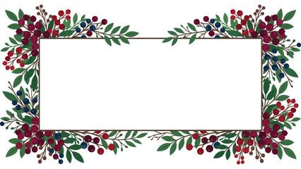 Autumn berry frame with leaves. Seasonal floral border for invitations and greeting cards. © Mahraz