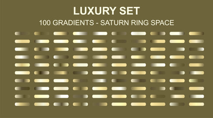 Luxury gold gradient set with 100 metallic swatches, Saturn ring space inspired color palette, premium golden texture collection for vector graphic design © deesignvalue