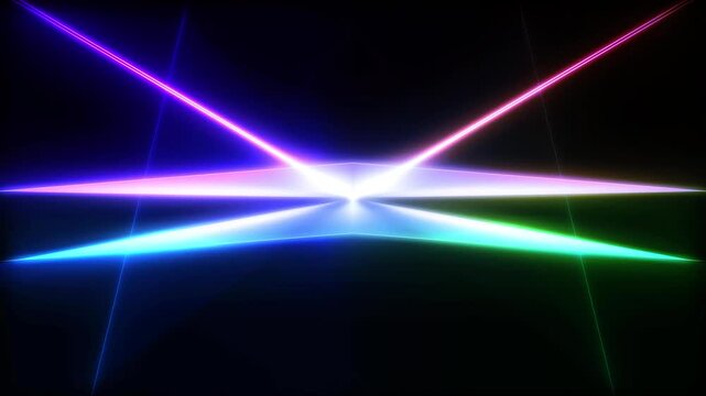 Colorful laser light crossing with neon futuristic abstract animation