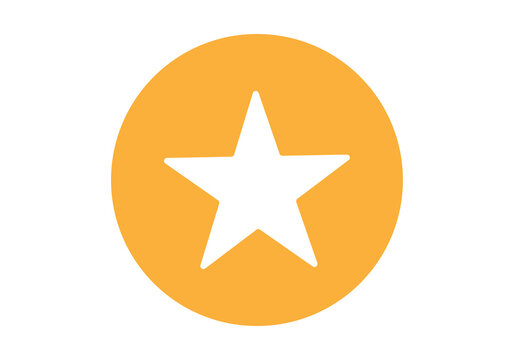 white star icon button inside orange circle transparent background