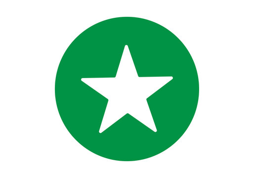 white single star icon inside green circle for bookmark favourite, premium subscription button symbol png transparent background